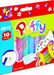 Farby do tkanin Puffy 10 kolorów blister AMOS