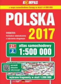 Atlas samochodowy Polski kompas 1:500 000 w.2017