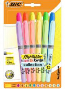 Zakreślacz Highlighter Grip Pastel mix 12szt BIC