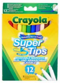 Flamastry zmywalne grubei cienkie 12 kol CRAYOLA